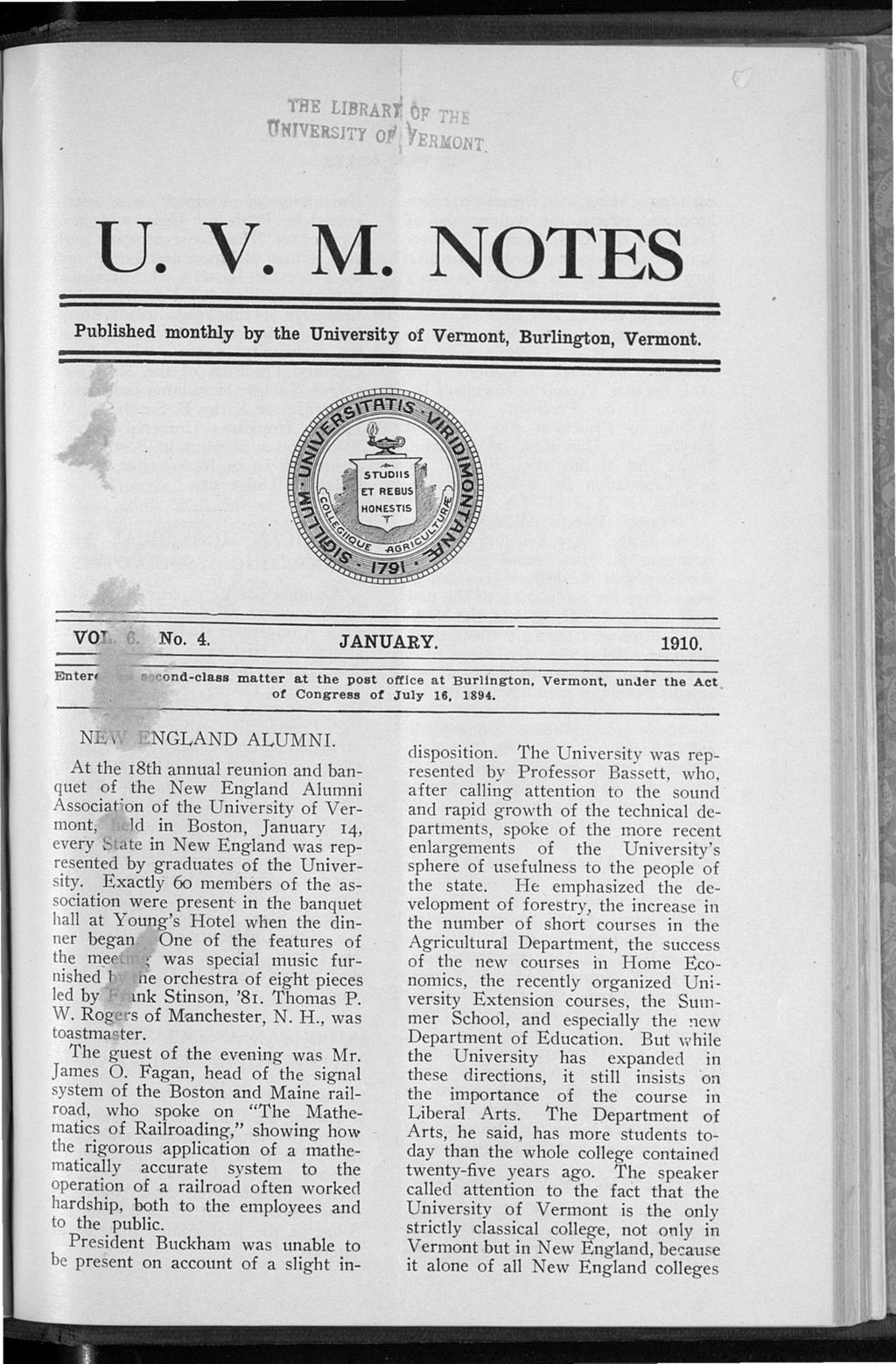 Miniature of U.V.M. Notes vol. 06 no. 04