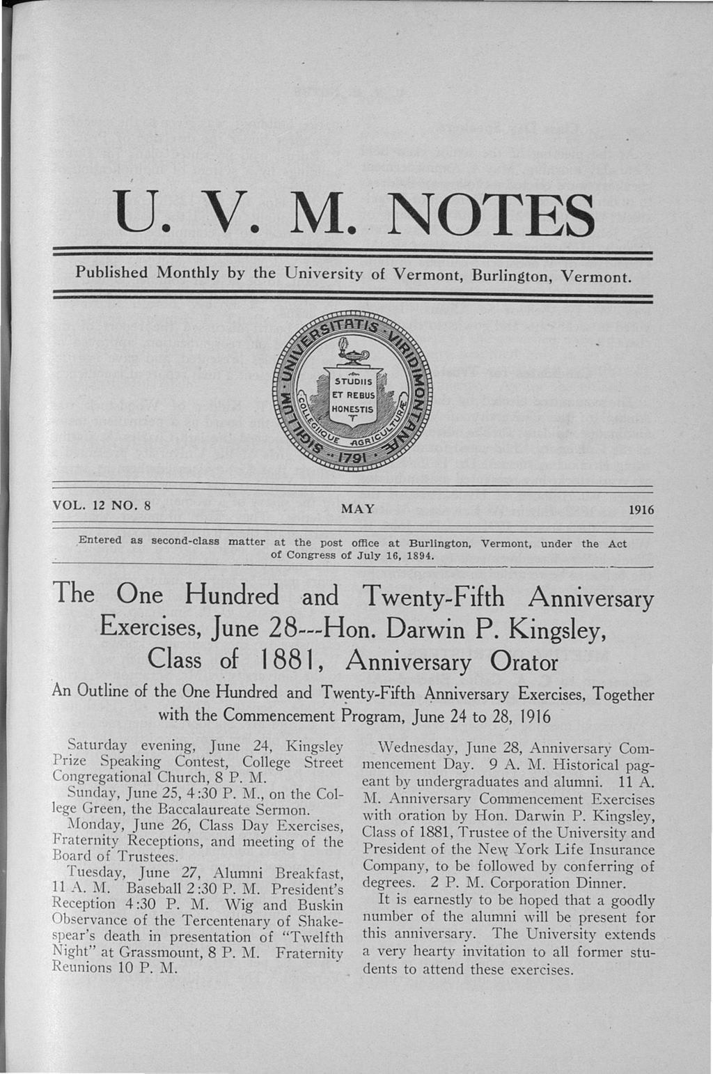 Miniature of U.V.M. Notes vol. 12 no. 08