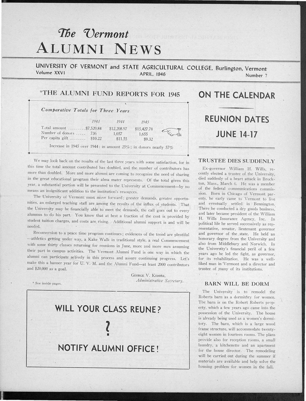 Miniature of Vermont Alumni News vol. 26 no. 07