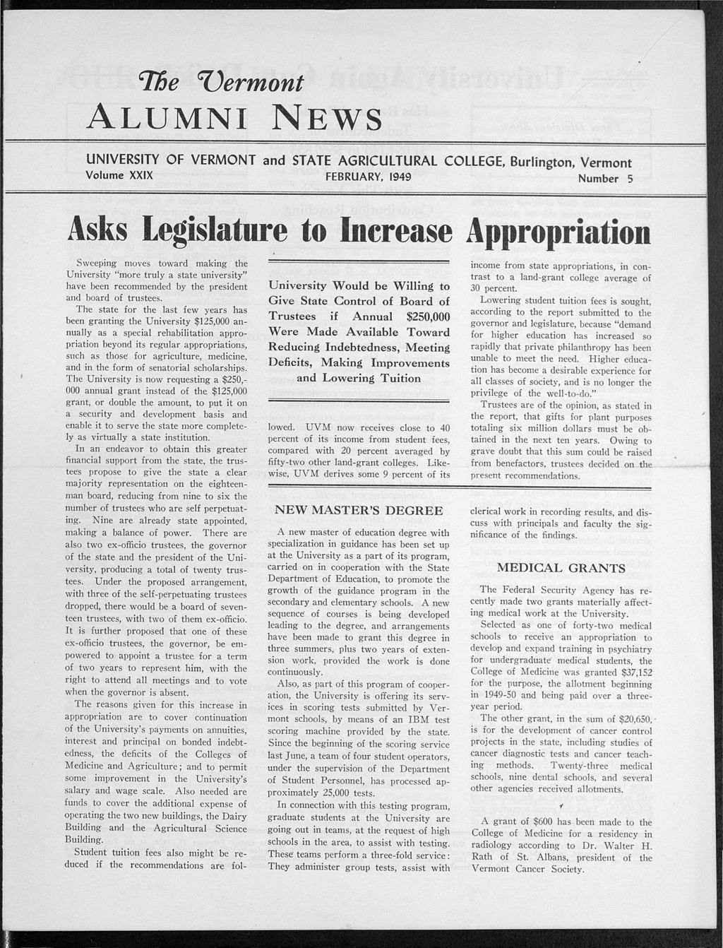 Miniature of Vermont Alumni News vol. 29 no. 05