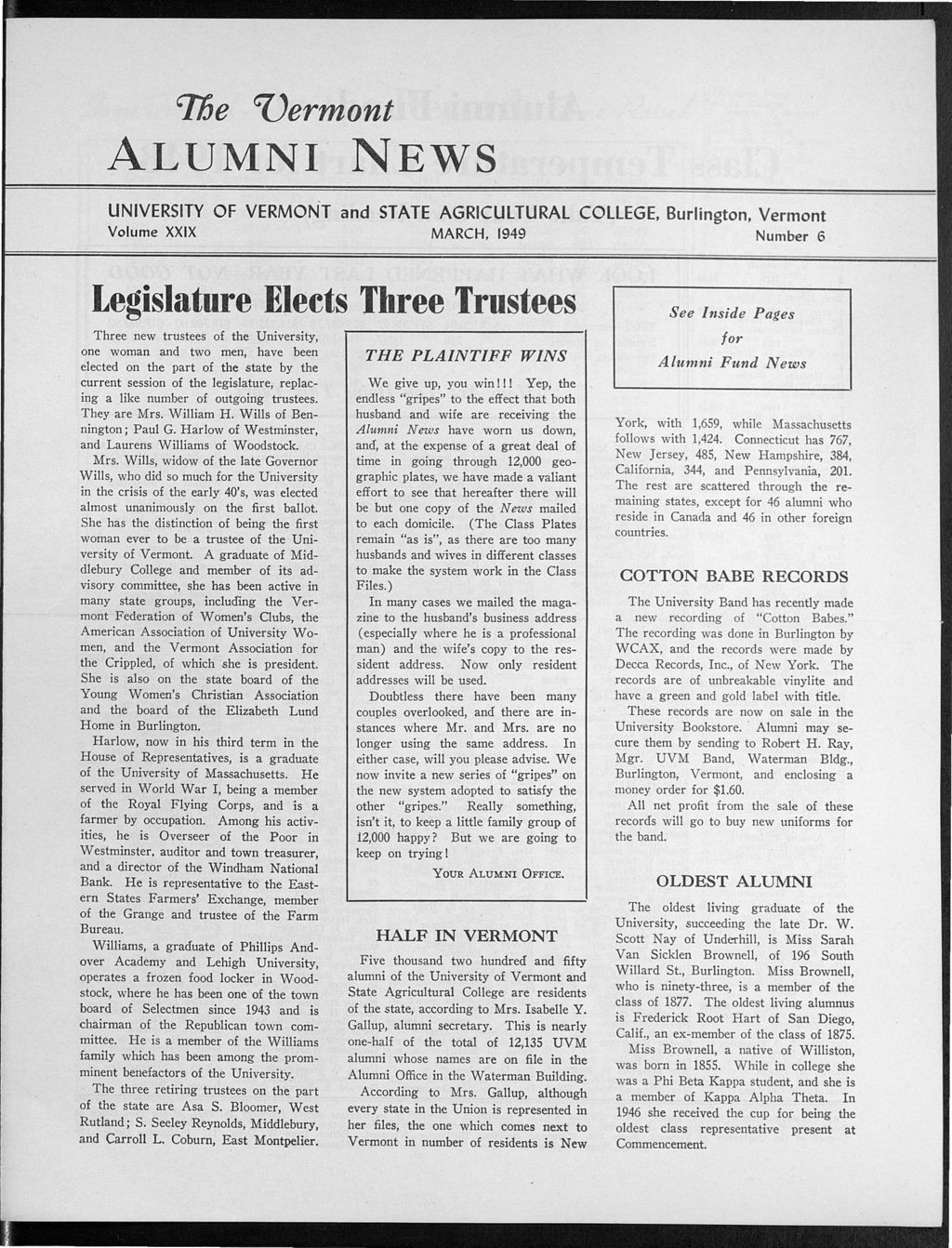 Miniature of Vermont Alumni News vol. 29 no. 06