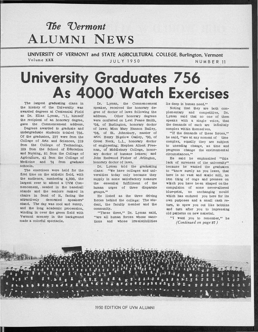 Miniature of Vermont Alumni News vol. 30 no. 11