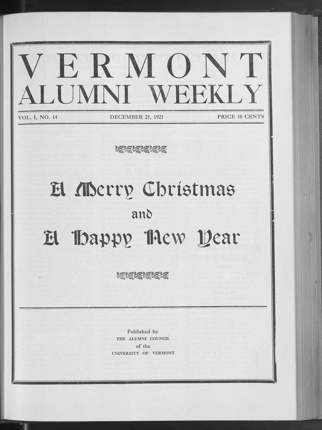 Miniature of Vermont Alumni Weekly vol. 01 no. 14