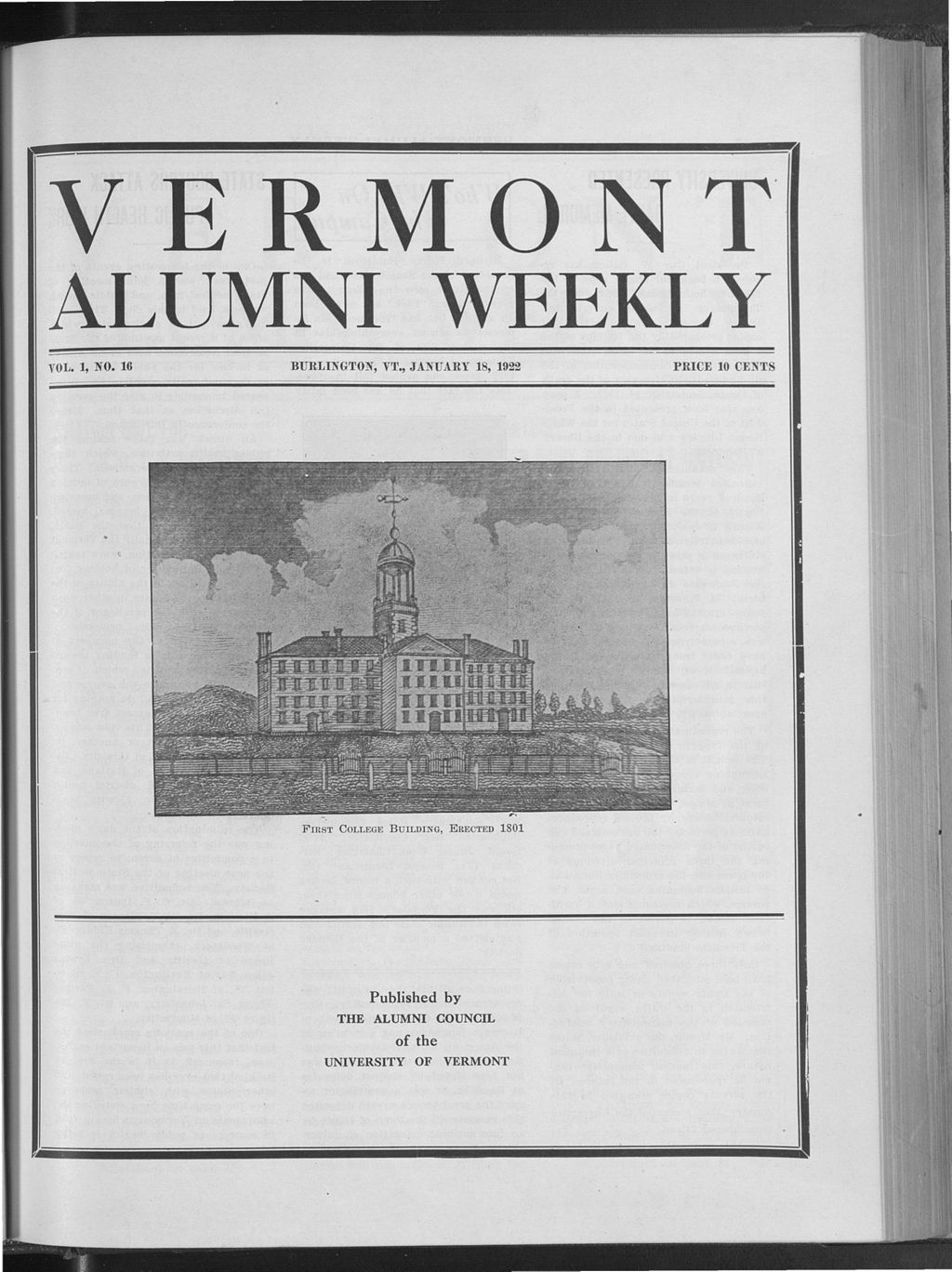 Miniature of Vermont Alumni Weekly vol. 01 no. 16