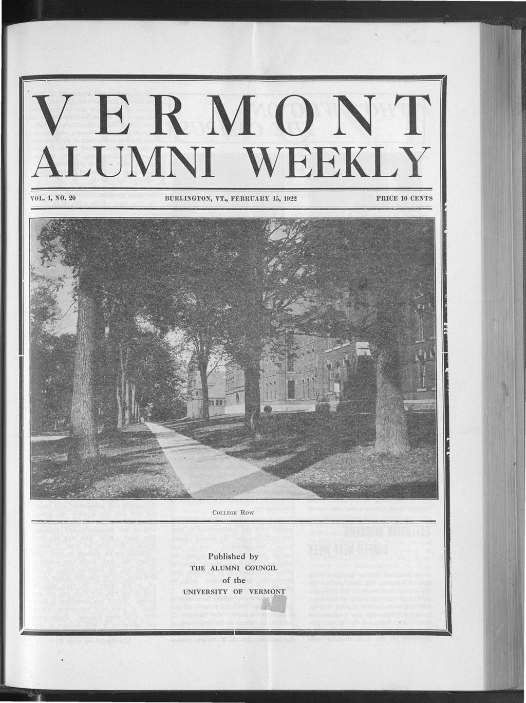 Miniature of Vermont Alumni Weekly vol. 01 no. 20