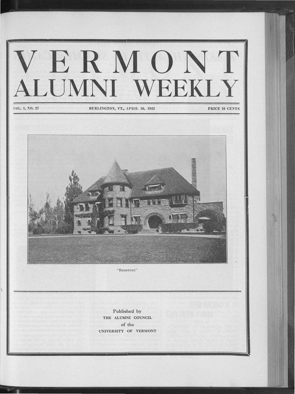 Miniature of Vermont Alumni Weekly vol. 01 no. 27