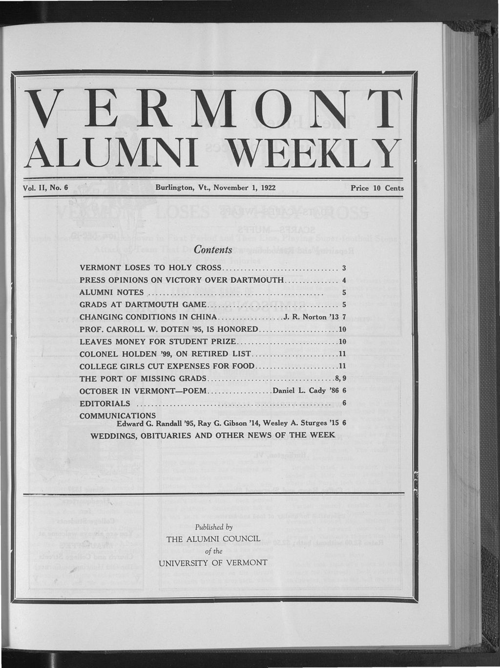 Miniature of Vermont Alumni Weekly vol. 02 no. 06