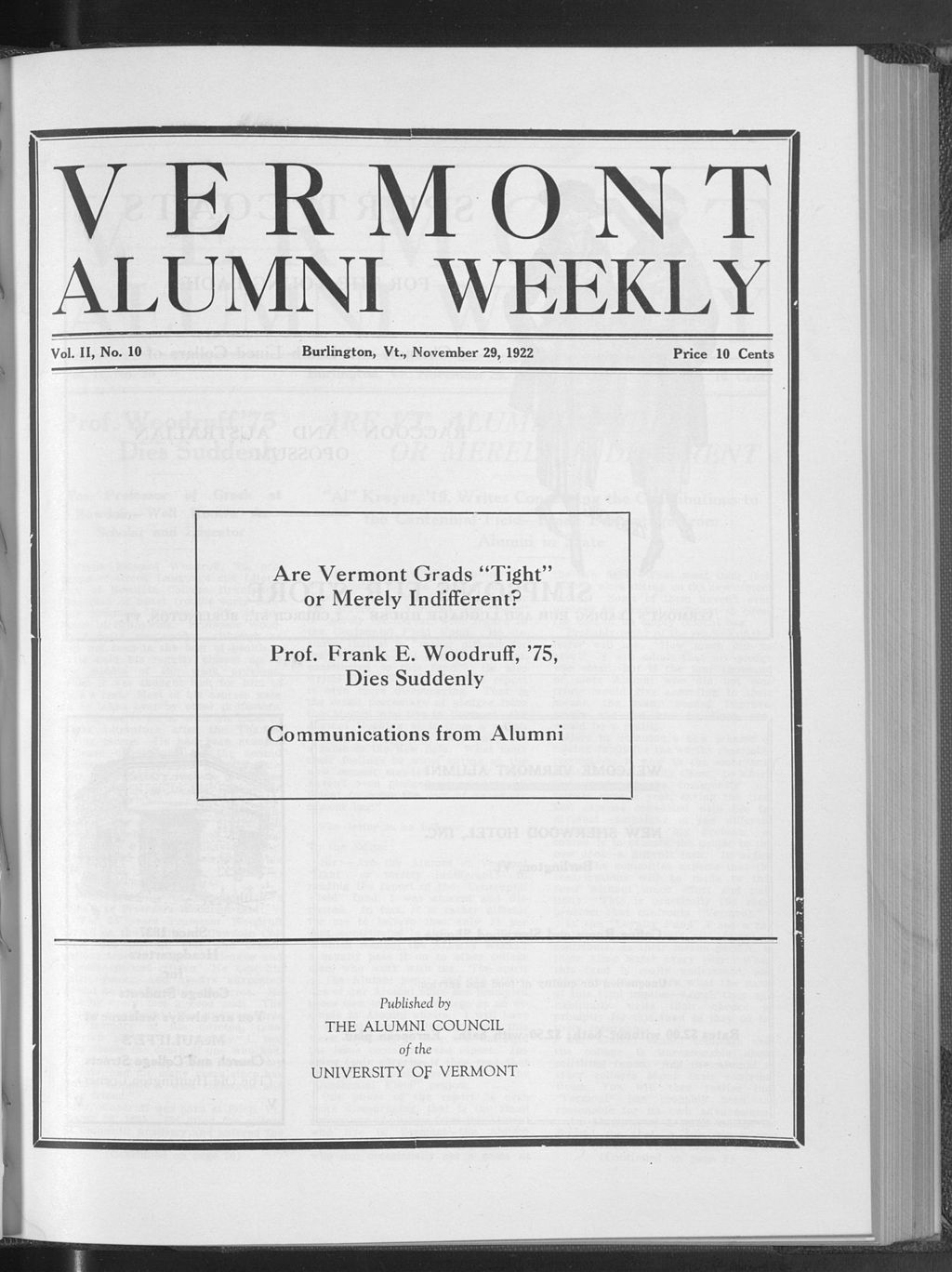 Miniature of Vermont Alumni Weekly vol. 02 no. 10