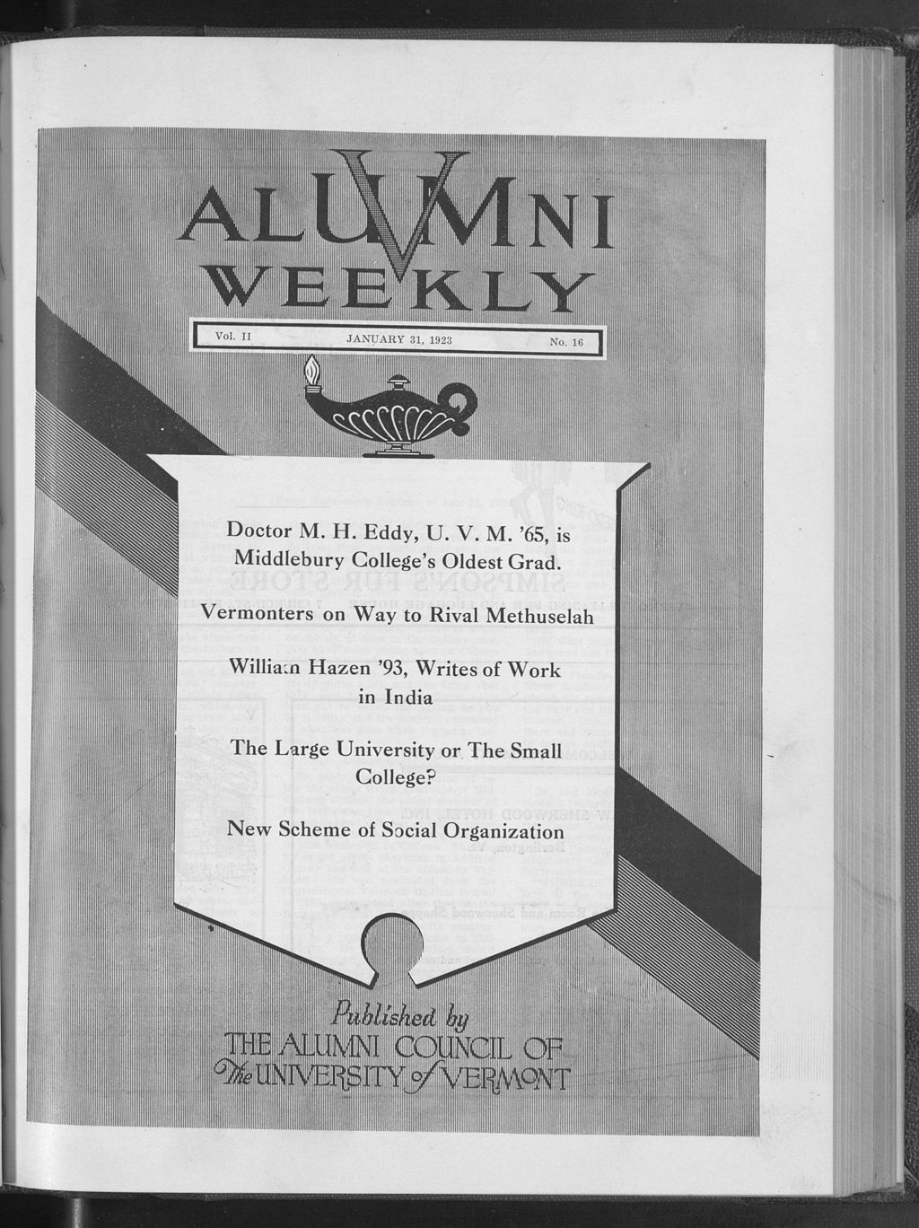 Miniature of Vermont Alumni Weekly vol. 02 no. 16