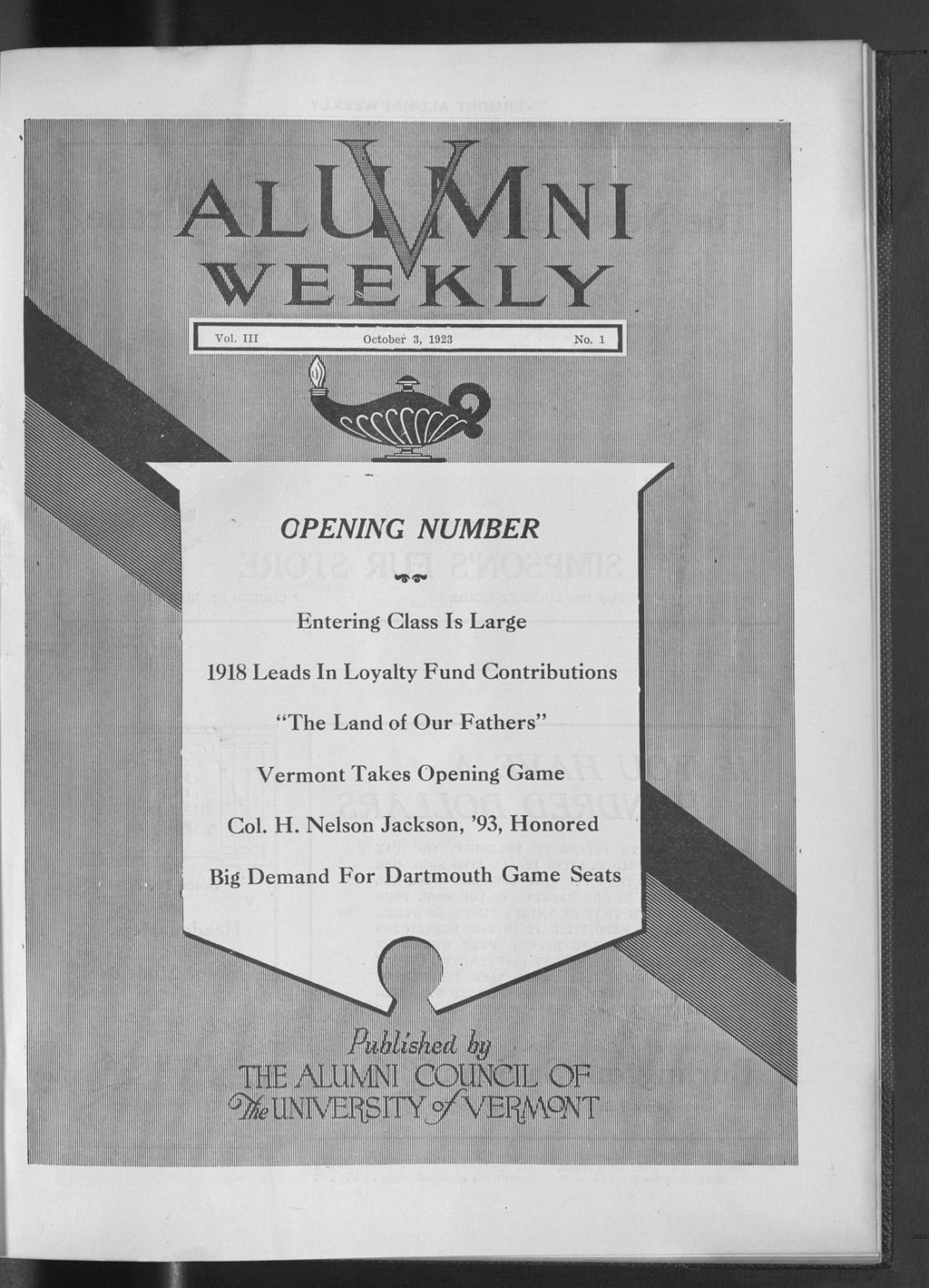 Miniature of Vermont Alumni Weekly vol. 03 no. 01