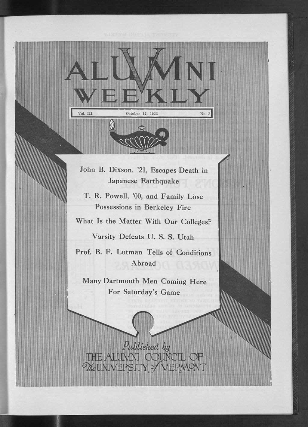 Miniature of Vermont Alumni Weekly vol. 03 no. 03