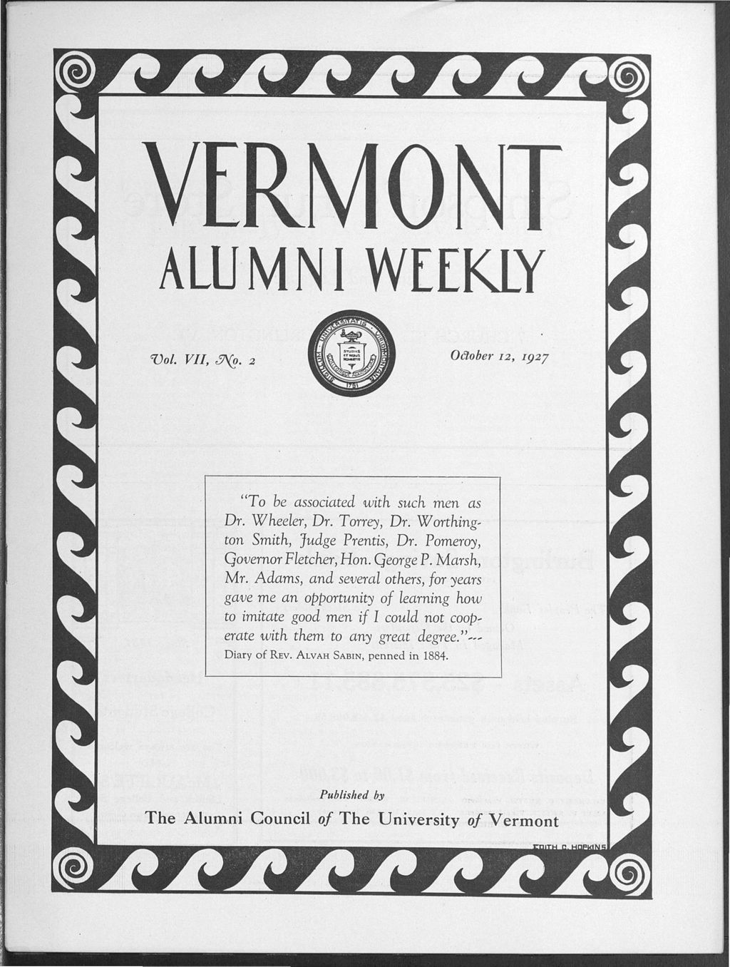 Miniature of Vermont Alumni Weekly vol. 07 no. 02