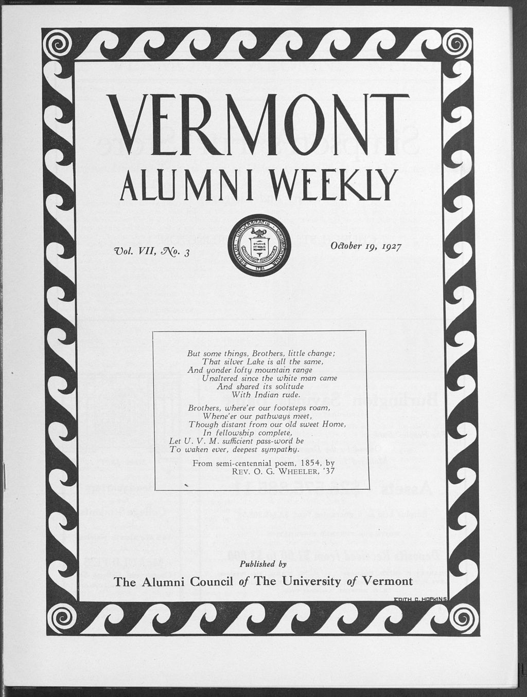 Miniature of Vermont Alumni Weekly vol. 07 no. 03