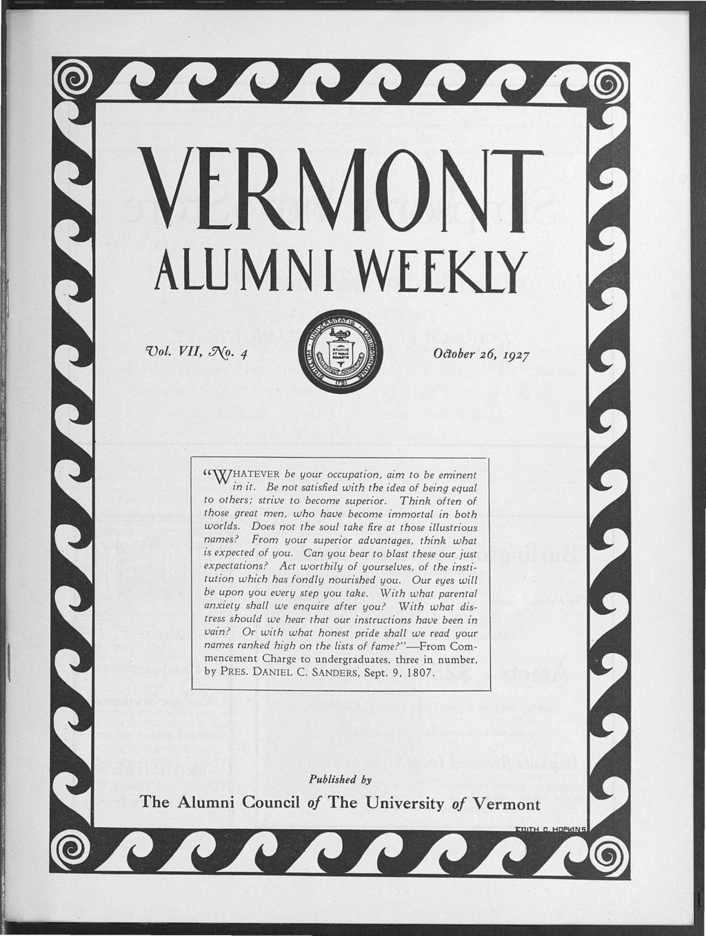 Miniature of Vermont Alumni Weekly vol. 07 no. 04