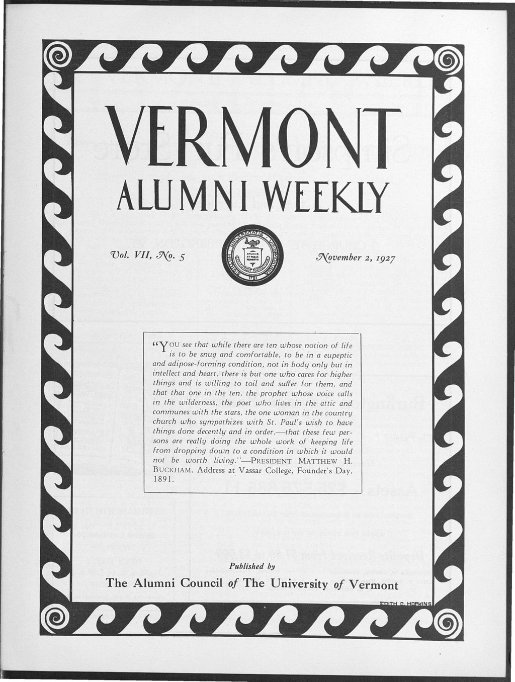 Miniature of Vermont Alumni Weekly vol. 07 no. 05