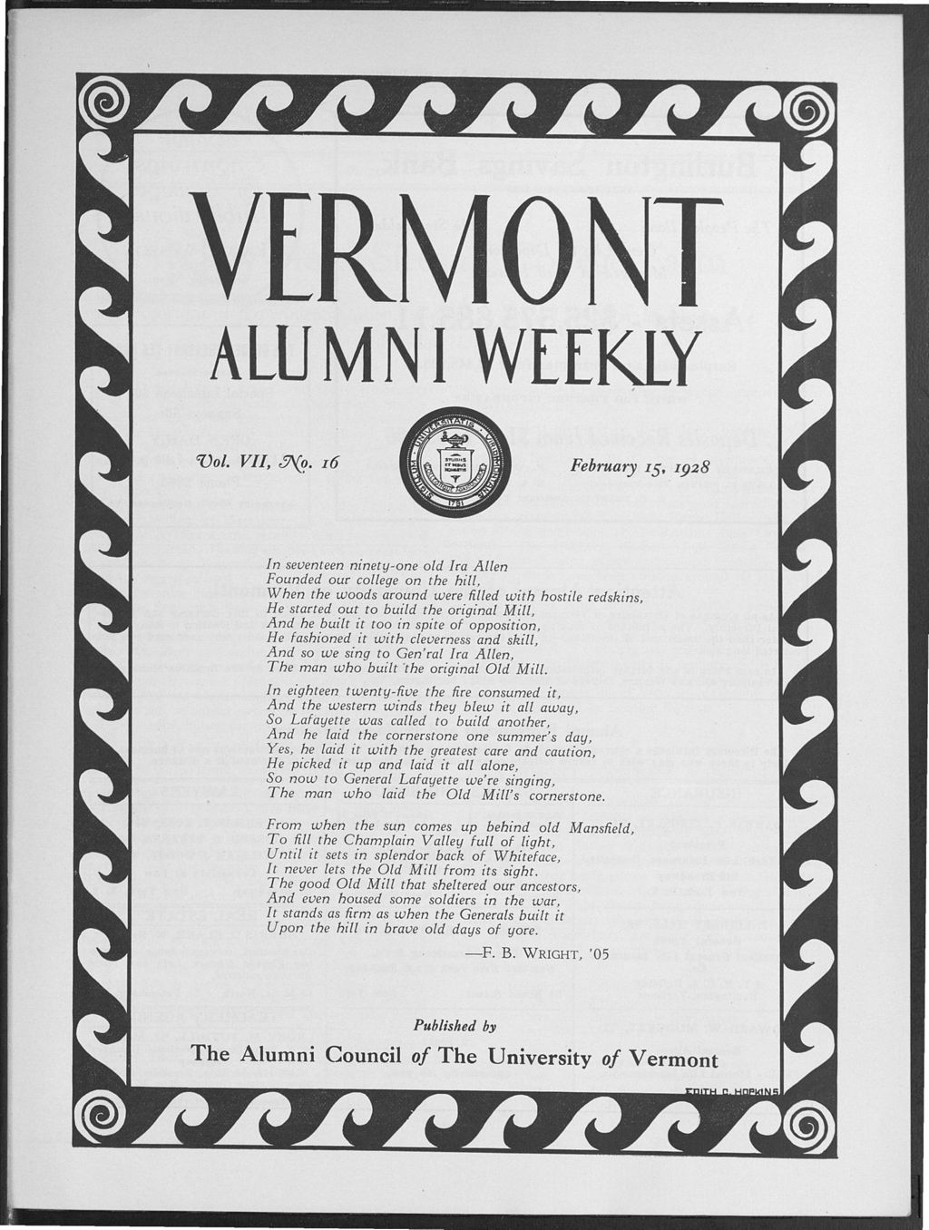 Miniature of Vermont Alumni Weekly vol. 07 no. 16