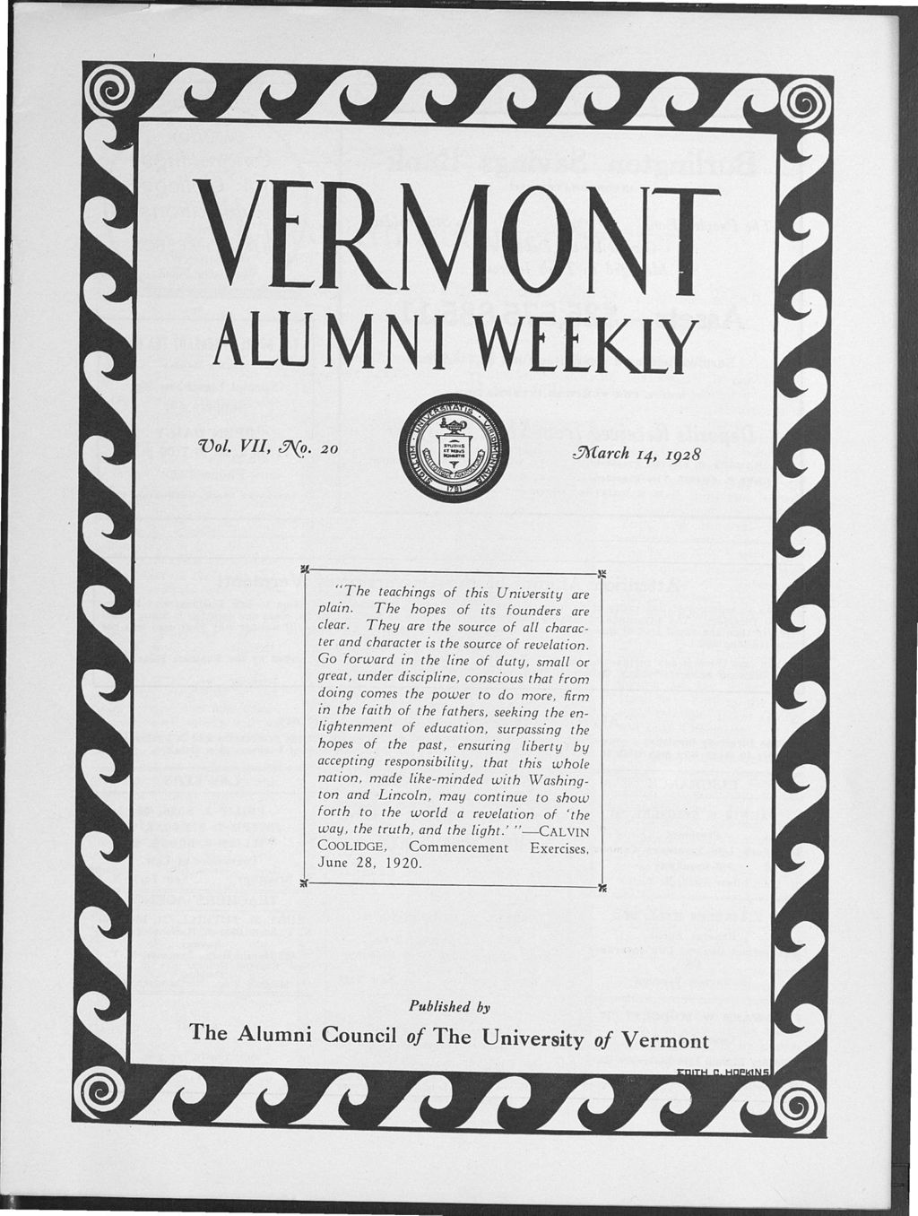 Miniature of Vermont Alumni Weekly vol. 07 no. 20