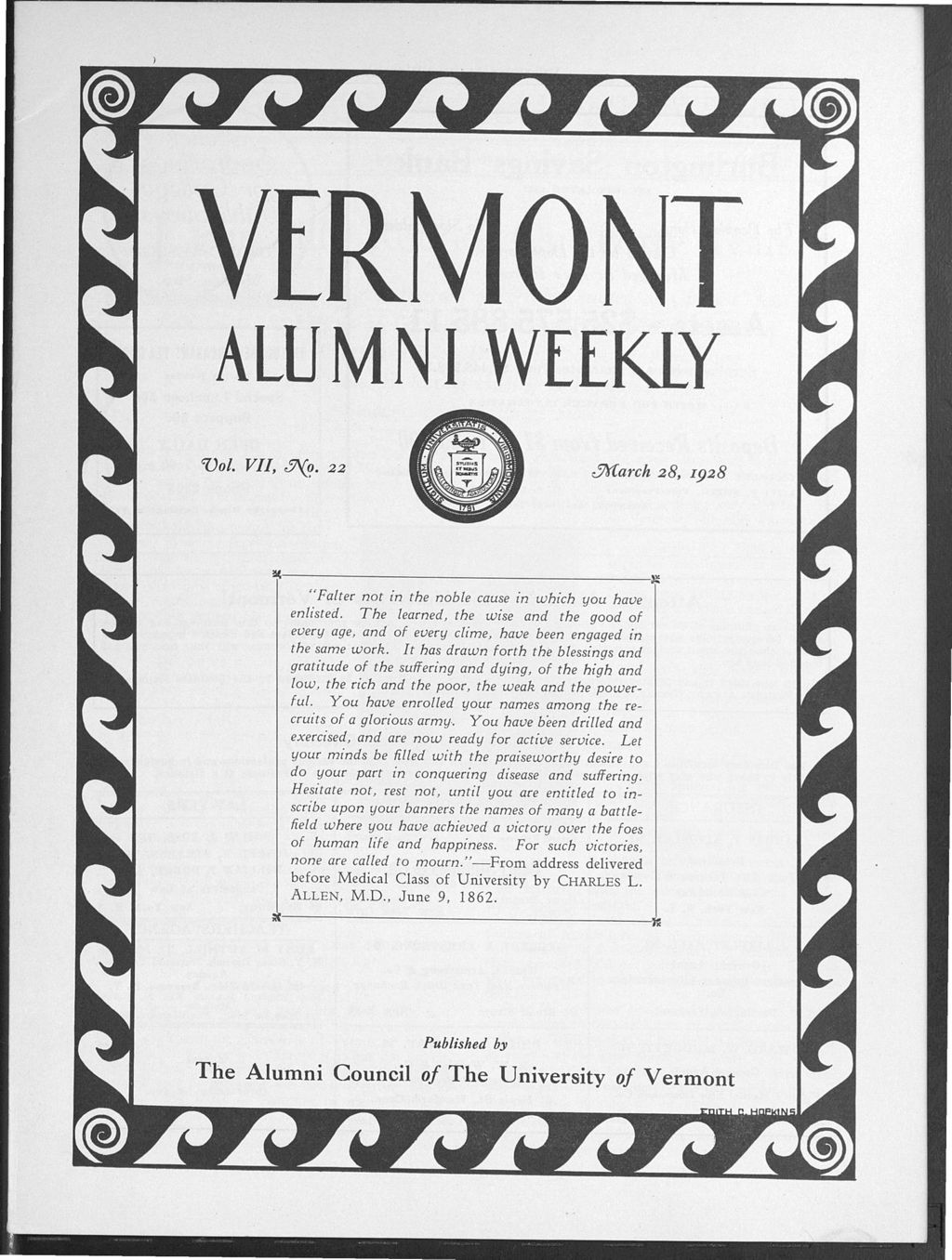 Miniature of Vermont Alumni Weekly vol. 07 no. 22