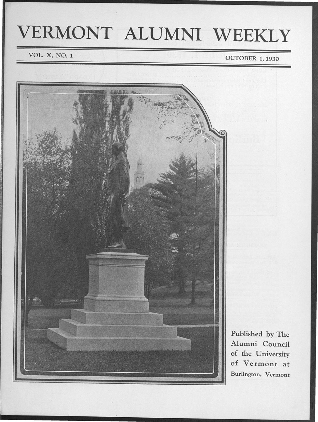 Miniature of Vermont Alumni Weekly vol. 10 no. 01