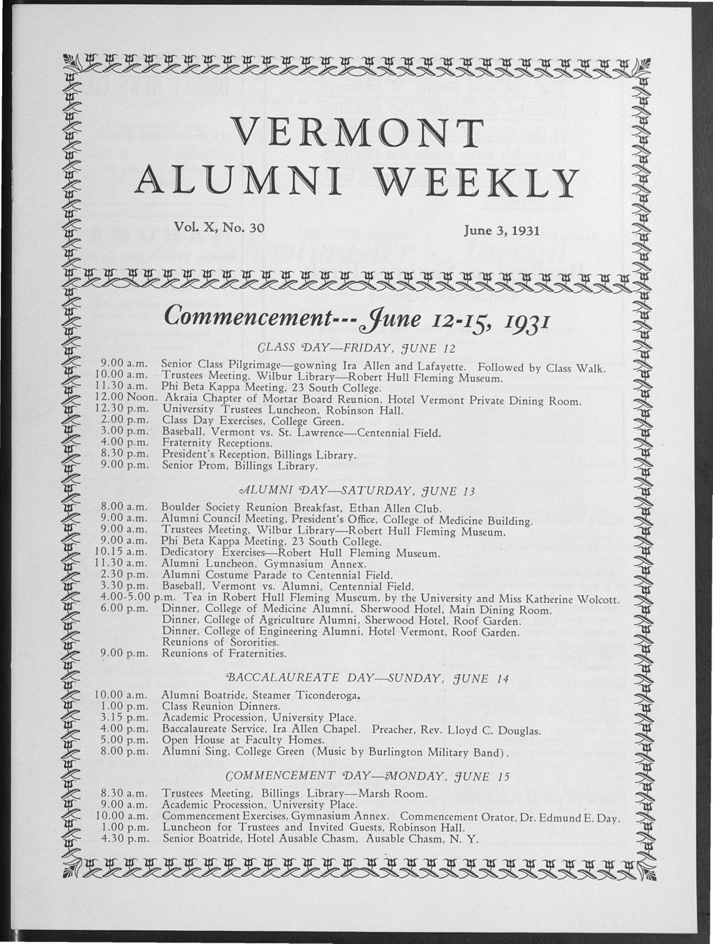 Miniature of Vermont Alumni Weekly vol. 10 no. 30