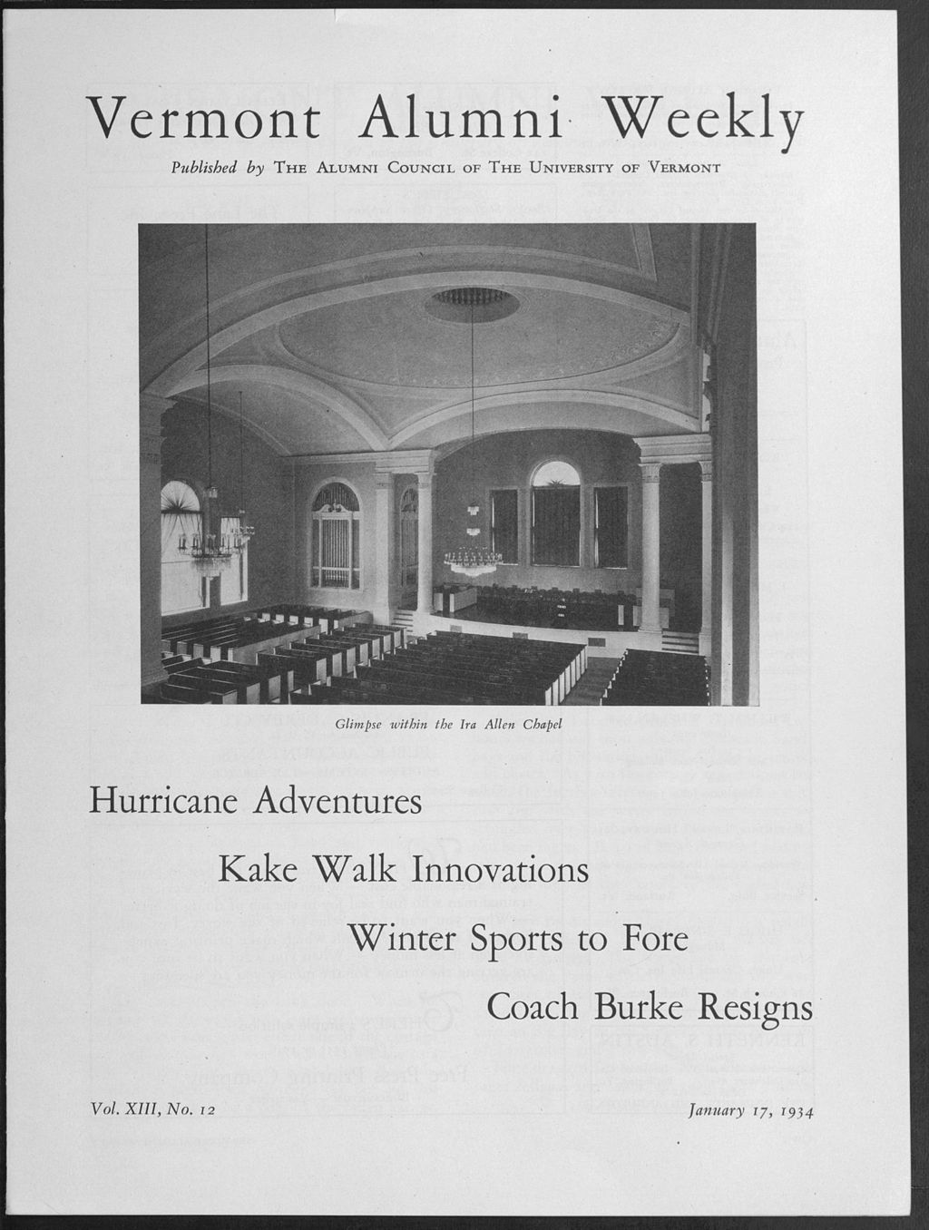 Miniature of Vermont Alumni Weekly vol. 13 no. 12