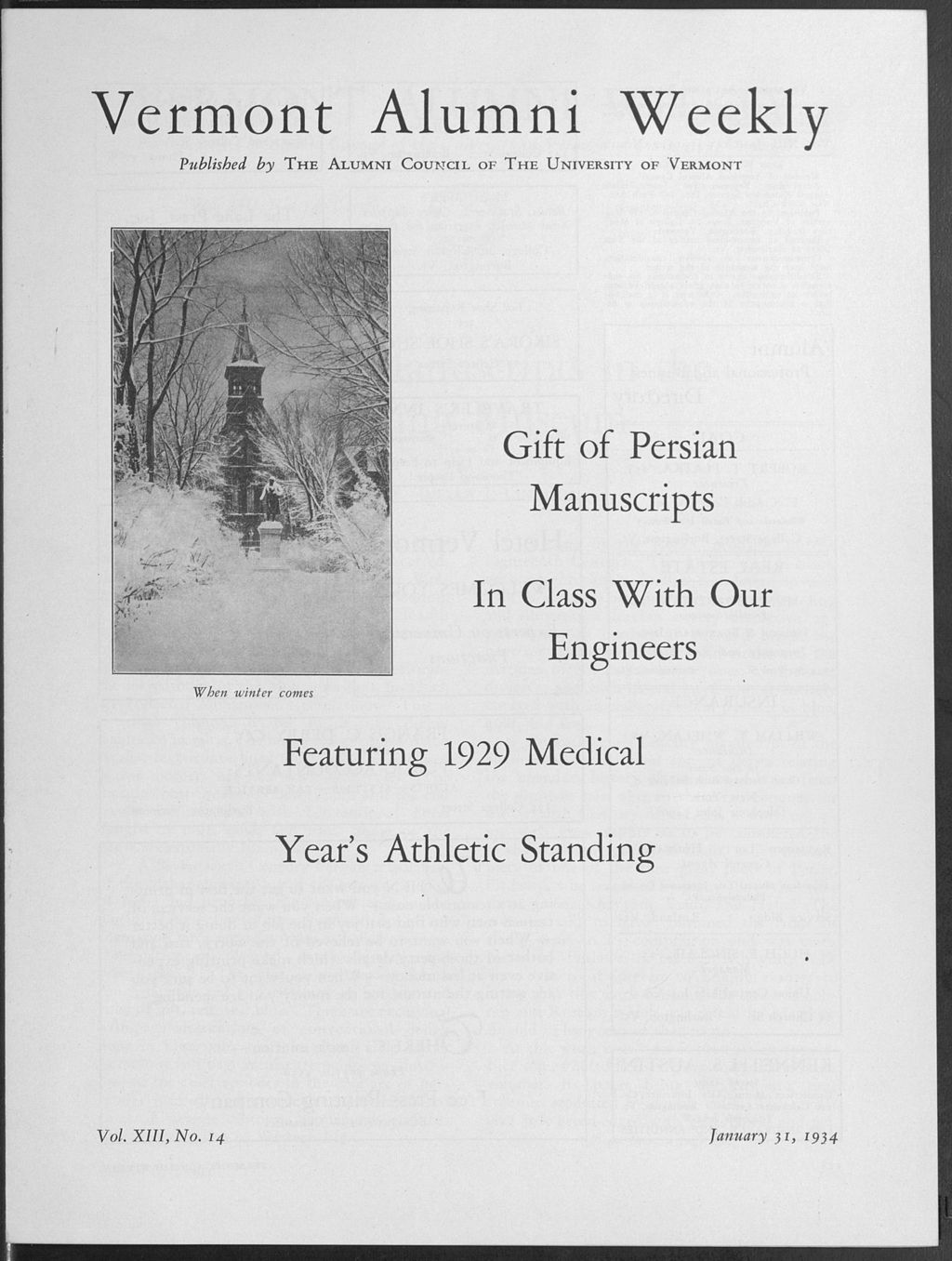 Miniature of Vermont Alumni Weekly vol. 13 no. 14