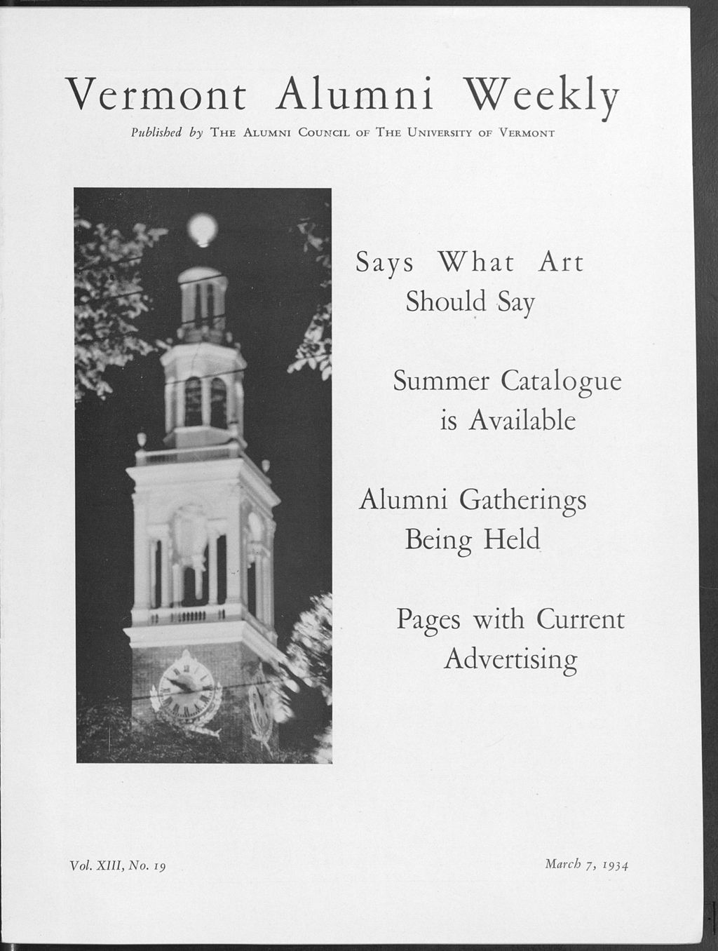 Miniature of Vermont Alumni Weekly vol. 13 no. 19