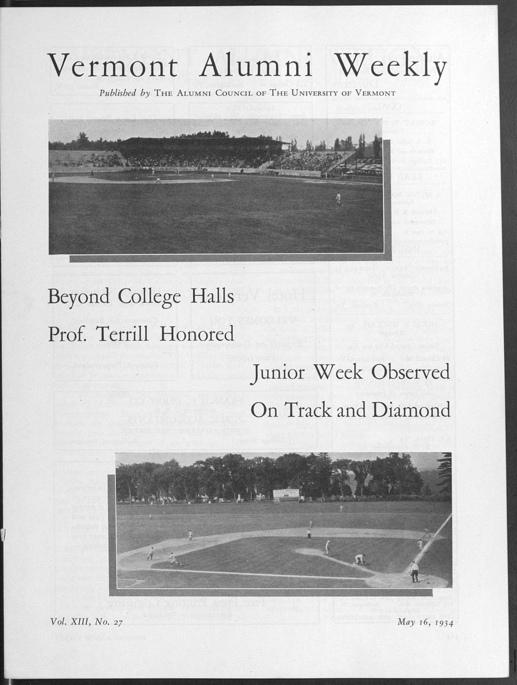 Miniature of Vermont Alumni Weekly vol. 13 no. 27