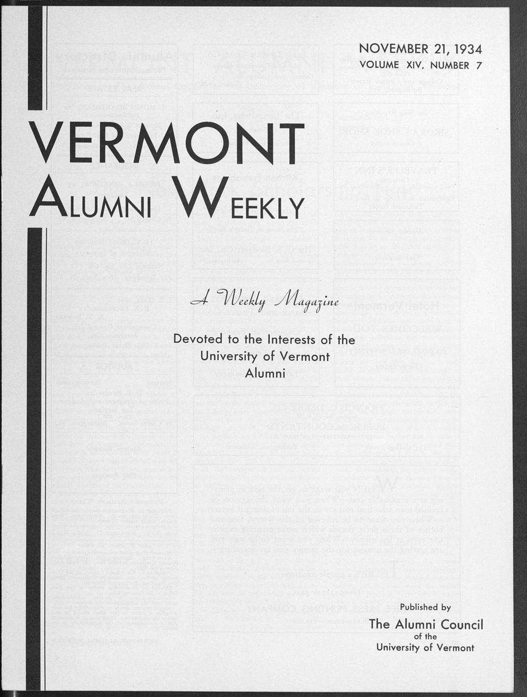 Miniature of Vermont Alumni Weekly vol. 14 no. 07