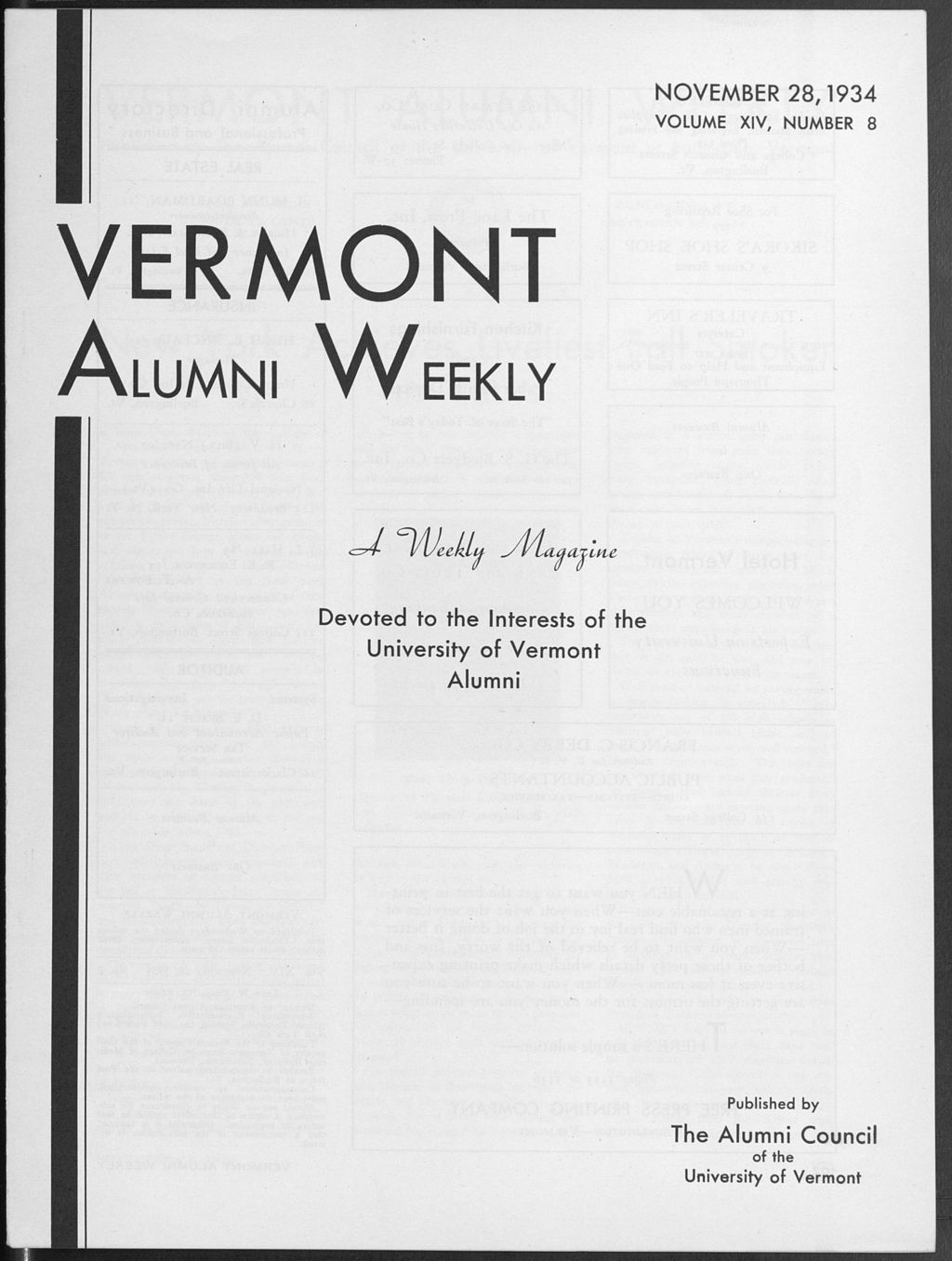 Miniature of Vermont Alumni Weekly vol. 14 no. 08