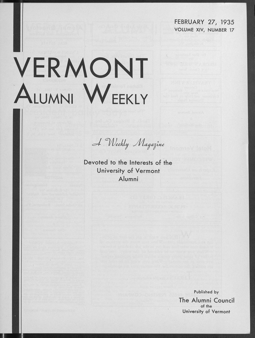 Miniature of Vermont Alumni Weekly vol. 14 no. 17