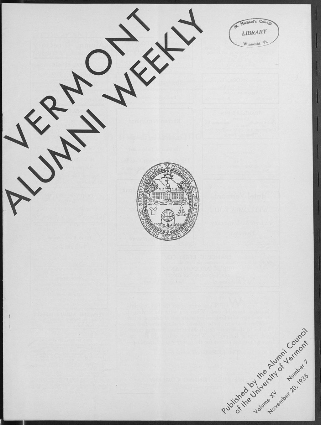 Miniature of Vermont Alumni Weekly vol. 15 no. 07