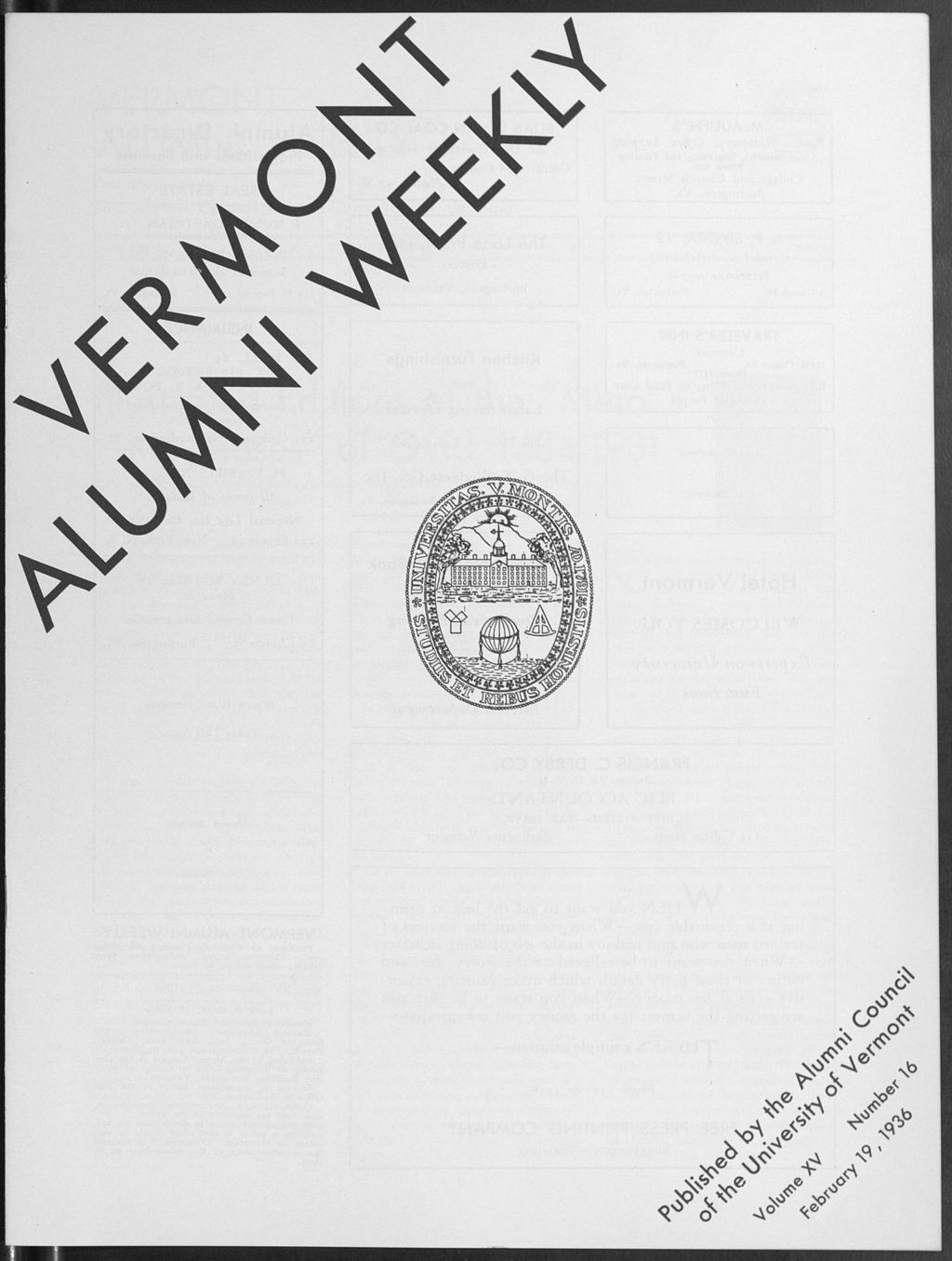 Miniature of Vermont Alumni Weekly vol. 15 no. 16