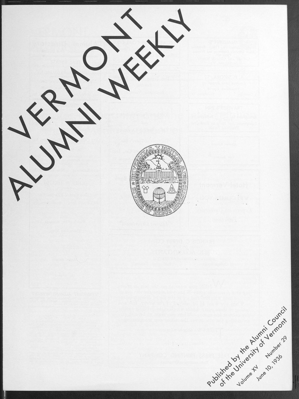 Miniature of Vermont Alumni Weekly vol. 15 no. 29