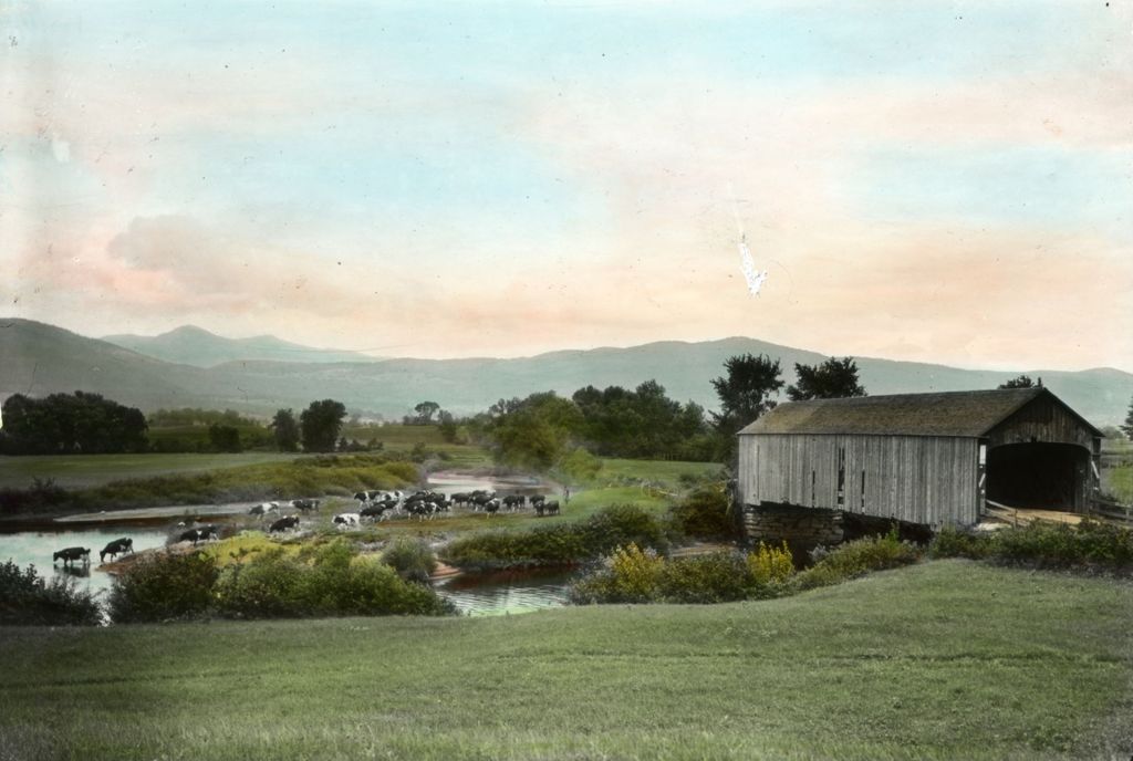 Miniature of Covered bridge and cows