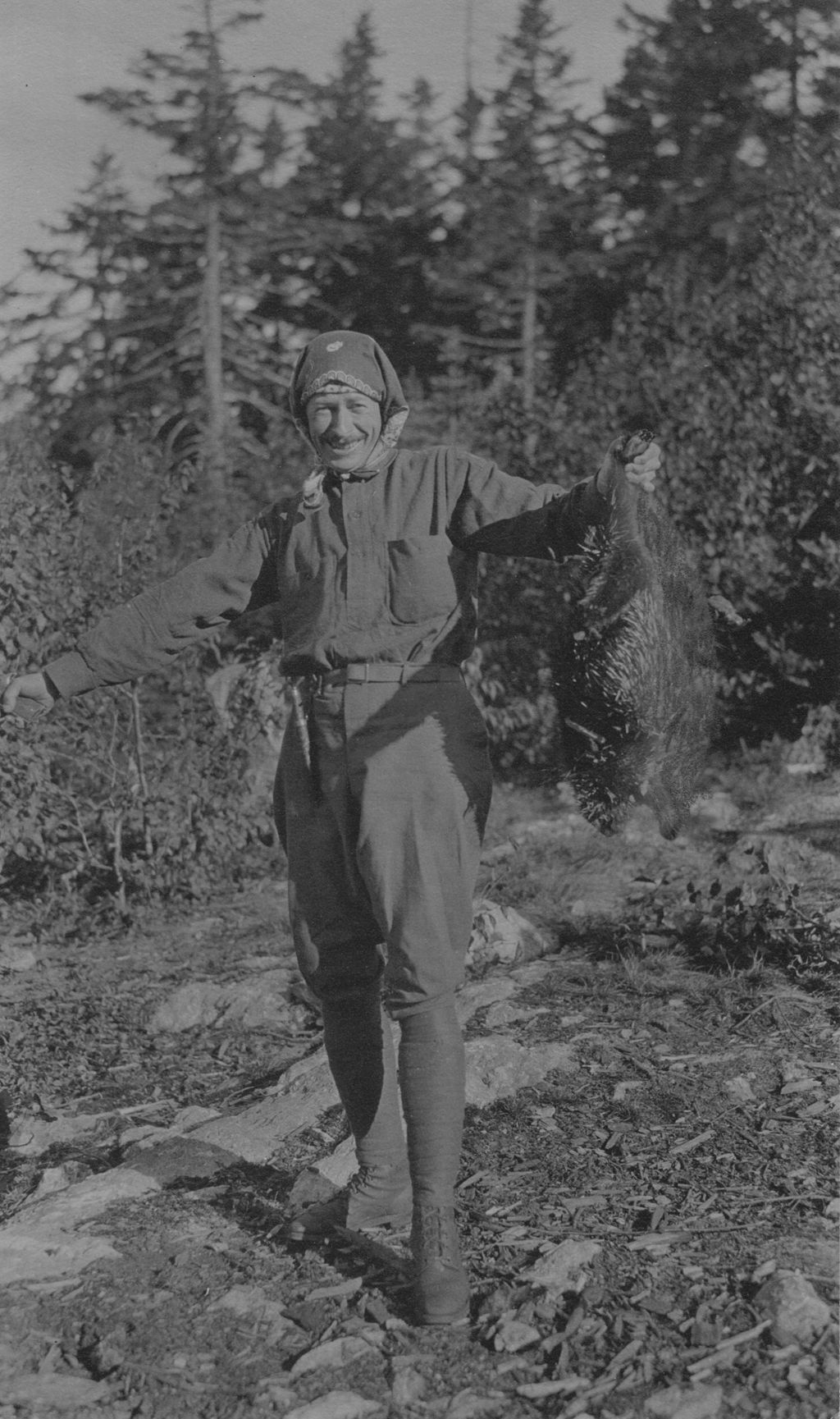 Miniature of Herbert Wheaton Congdon with a porcupine