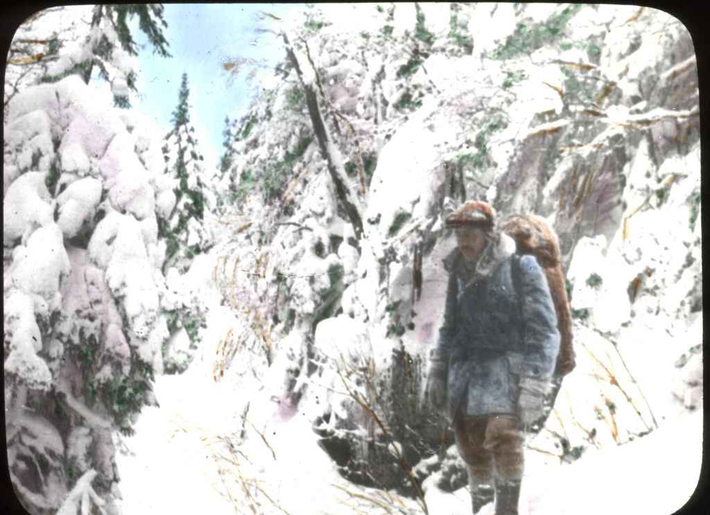 Miniature of Theron Dean winter hiking with pack in Glen Ellen