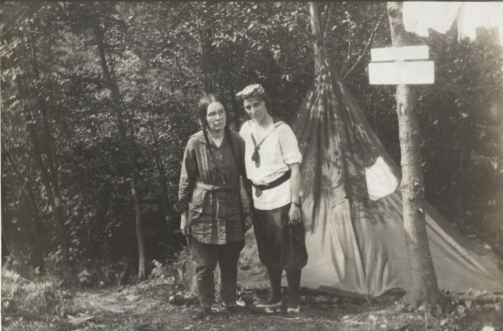 Miniature of Two women camping on the trail