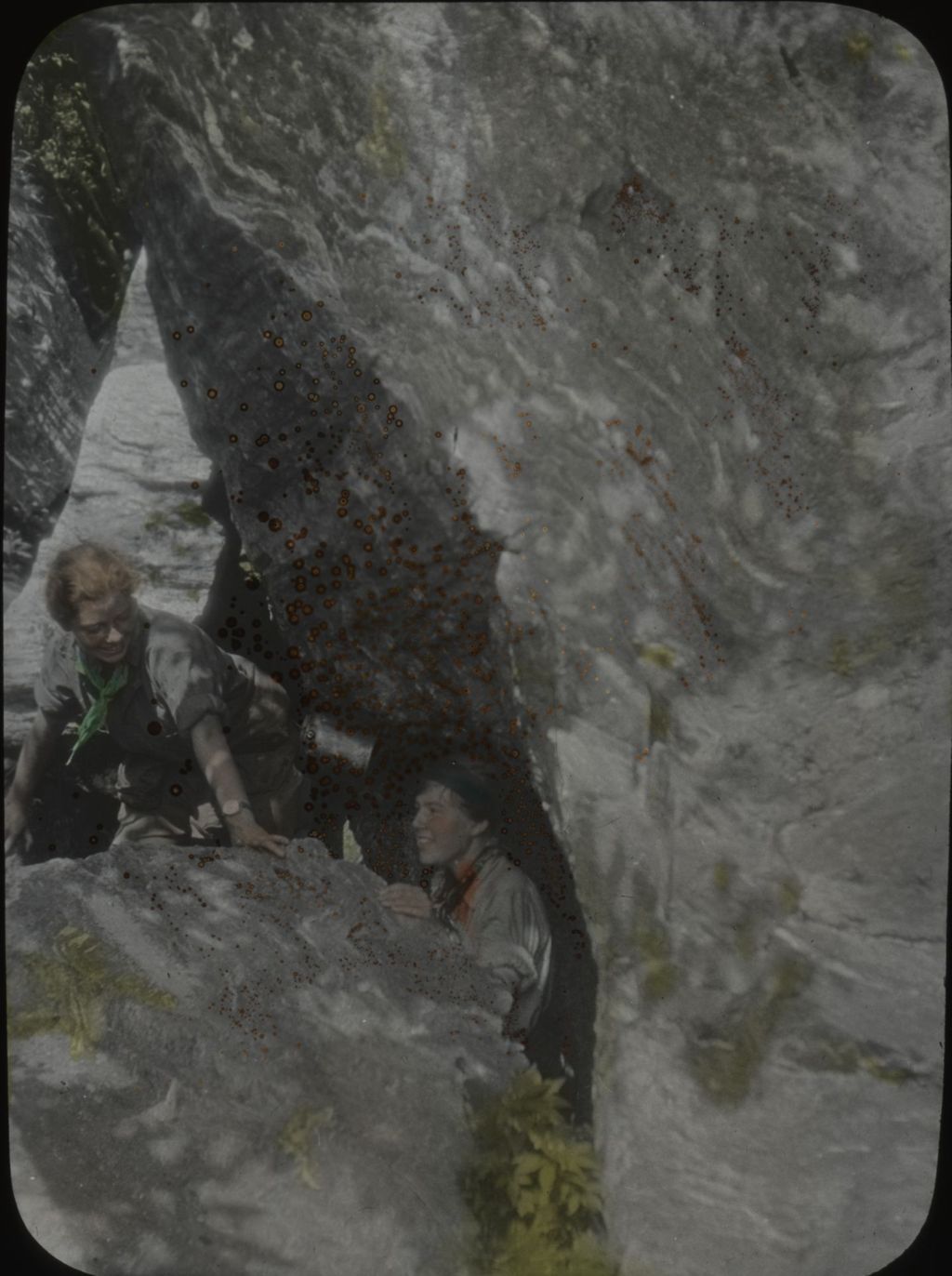 Miniature of Helen Jones, Connie Gilbert in Annelle Buck Cave on Camel's Hump