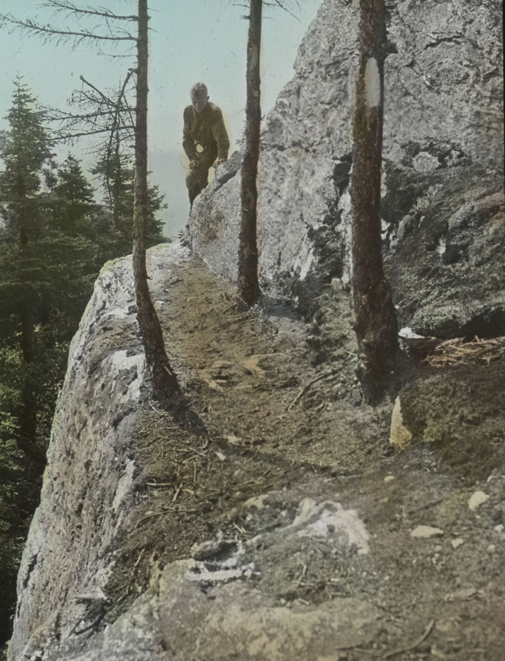 Miniature of Lyman Burnham approaching the Oldin Paris Gallery on Burnt Rock Mountain