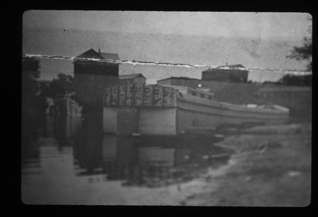 Miniature of Barge below falls, Nails shipped to N.Y. returned with ore