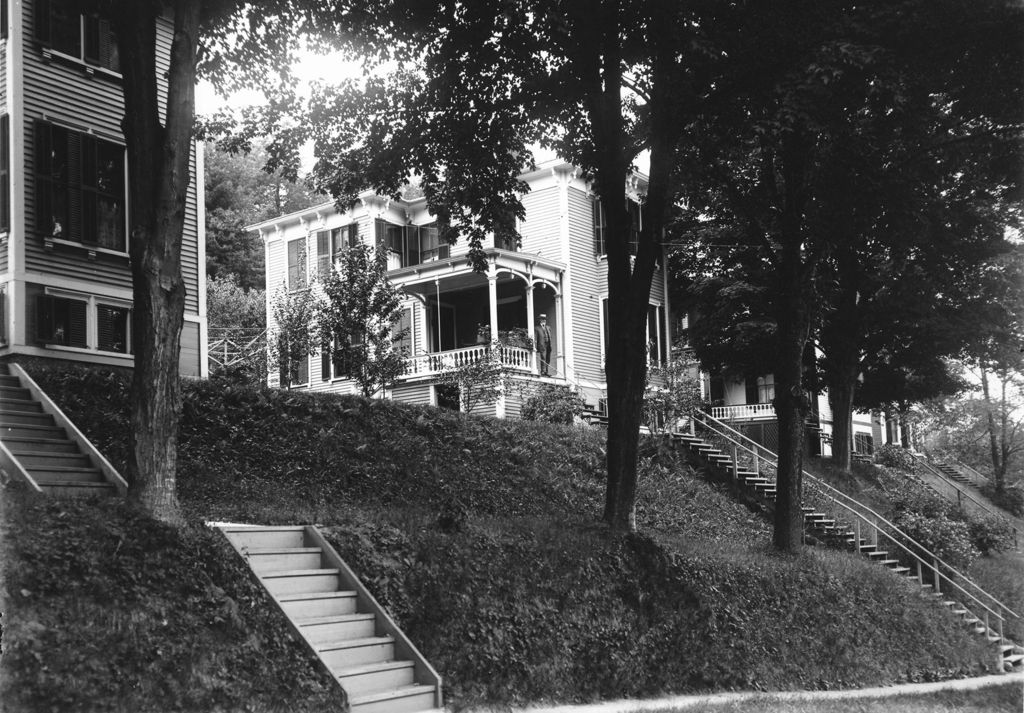 Miniature of Man standing on porch, Upper Forest Street, Brattleboro