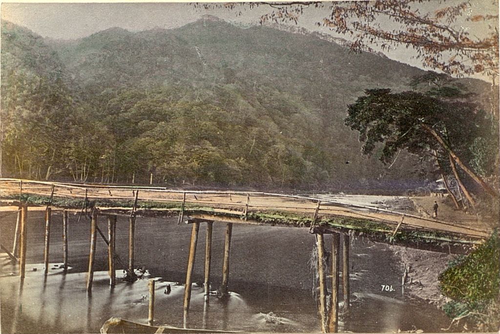 Miniature of Bridge spanning a large river in rural Japan