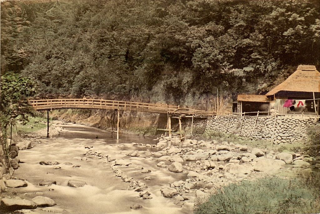 Miniature of A bridge spanning a small river in the Japanese countryside