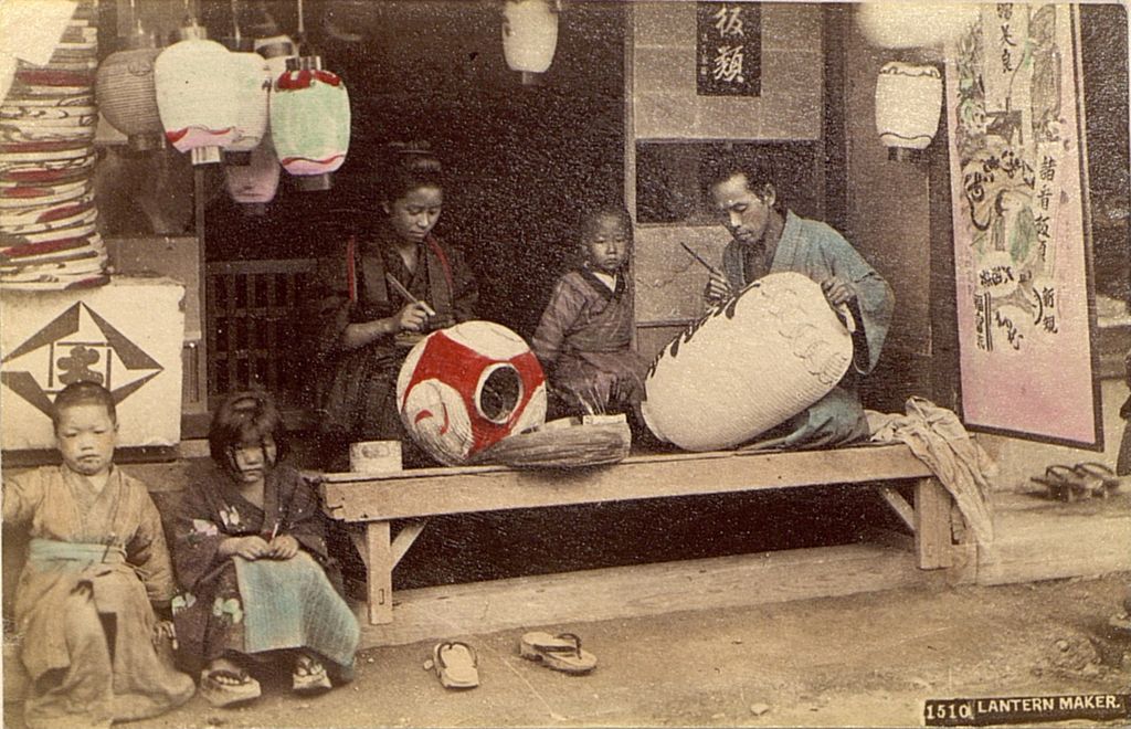 Miniature of A lantern maker and his family plying their trade