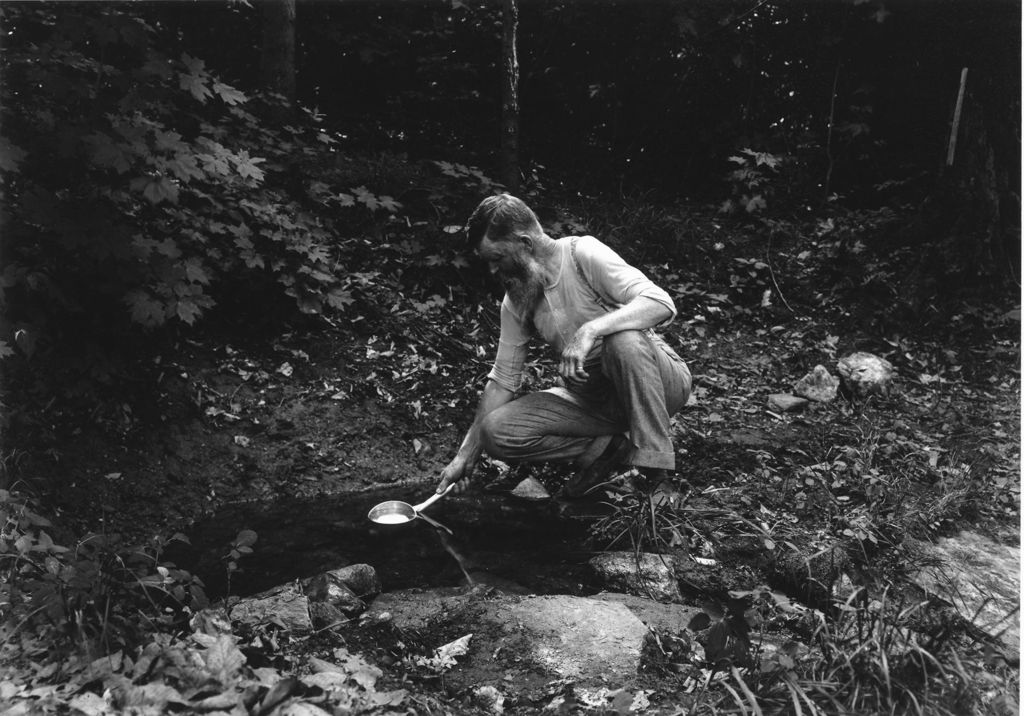 Miniature of Mr. French, prospector at a water spring