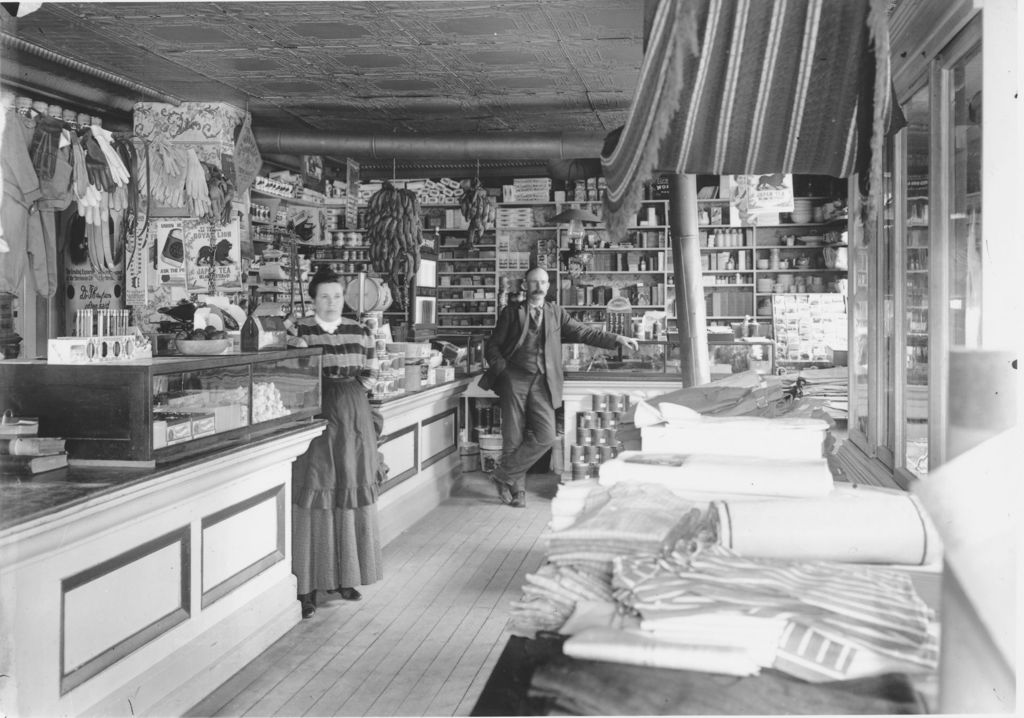 Miniature of John A. Davis (and wife?) in his store in West Dover, Vt.