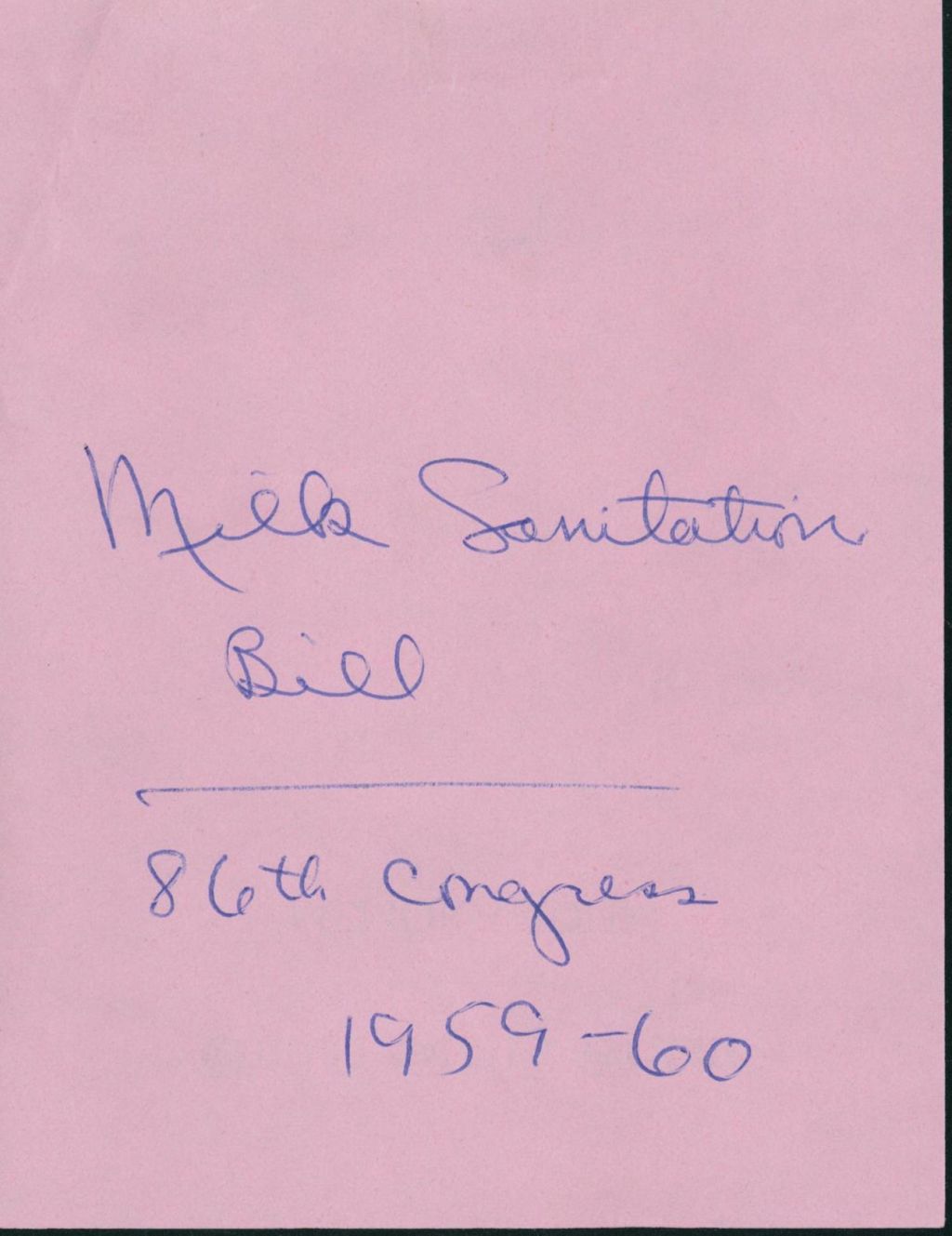 Miniature of Dairy -- Milk Sanitation Bill, 1960