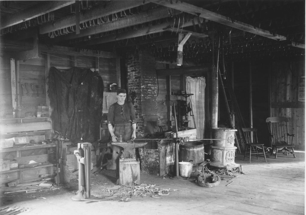 Miniature of Interior of a blacksmith's shop in Jacksonville, Vt.