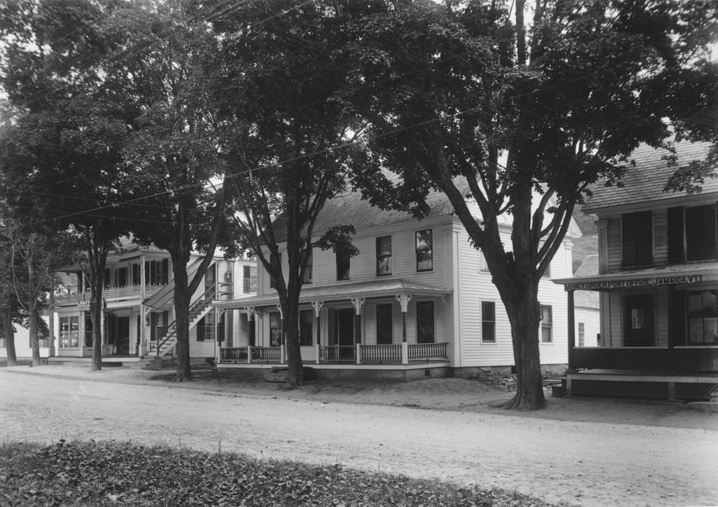 Miniature of Post Office and Mrs. Leon Bemis' House on Main St., Jamaica, Vt.